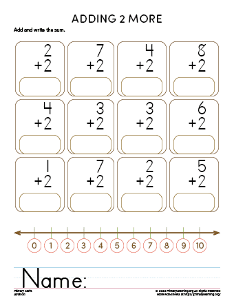 addition worksheet with number line for kindergarten