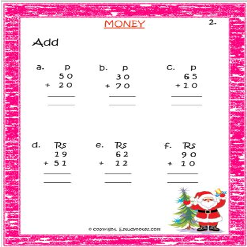Maths Money Addition Worksheet 2 Grade 2