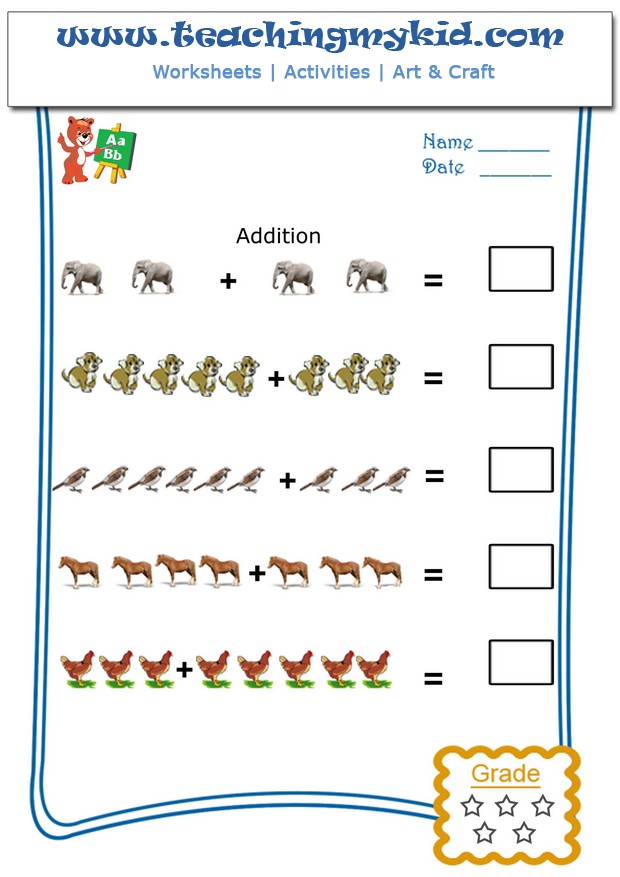 addition worksheet with pictures for grade 2