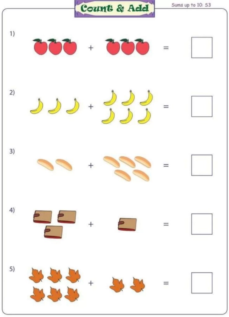 addition worksheet with pictures