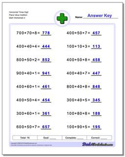 addition worksheet with place value