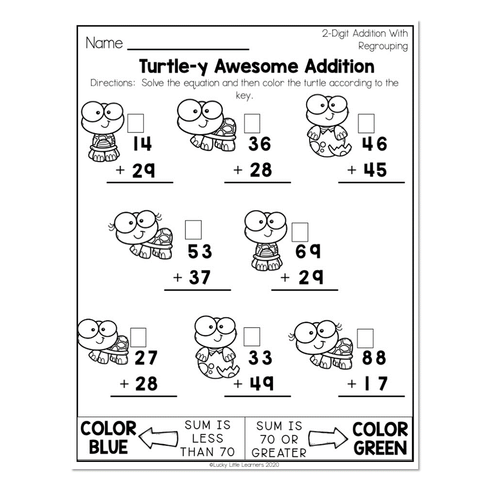 addition worksheet with place