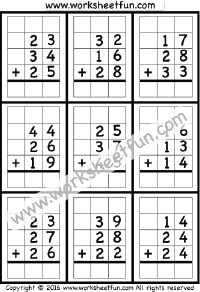 addition worksheet with regrouping boxes