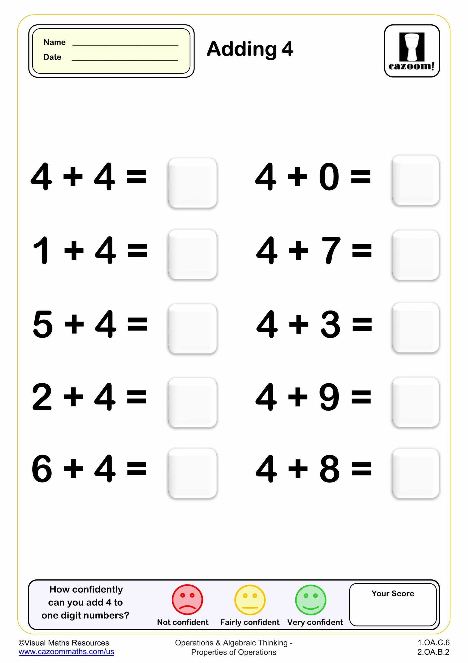 addition worksheet within 10