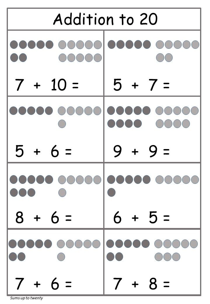 addition worksheet within 20