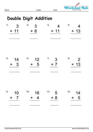 Addition within 20 worksheets for grade 1 -Worksheets kids