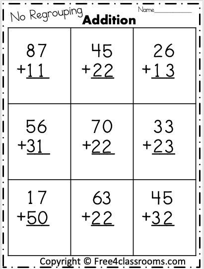 Free Addition Printable Worksheets - 2 Digit - No Regrouping - Free ...