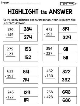 addition worksheet without regrouping 3 digit