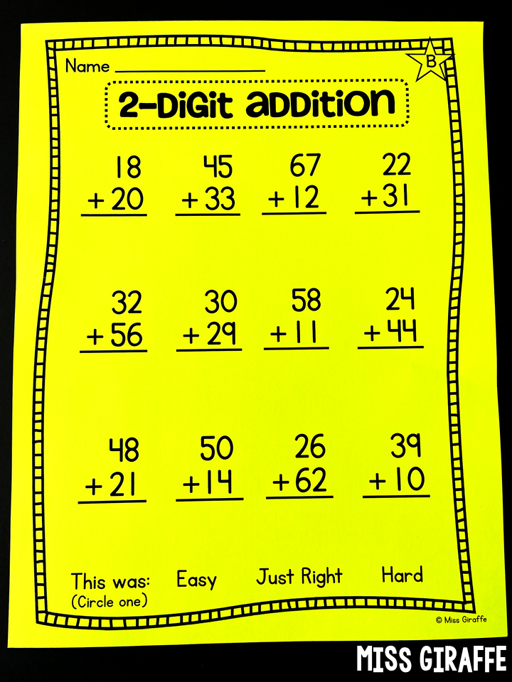 addition worksheet without