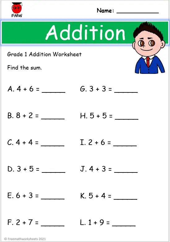 Grade 1 Addition Worksheets | Free Worksheets | Printables