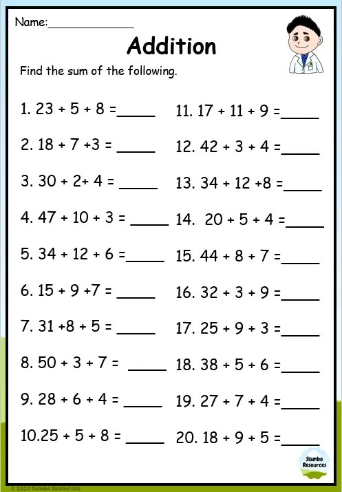 Grade 2 Addition Worksheets | Free Printables | Math Worksheets