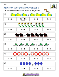 addition worksheet y1