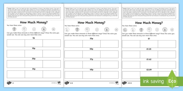 Year 2 Money Making Amounts Homework Worksheet | Maths