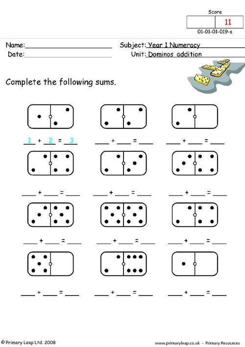 addition worksheet year 1 primary resources