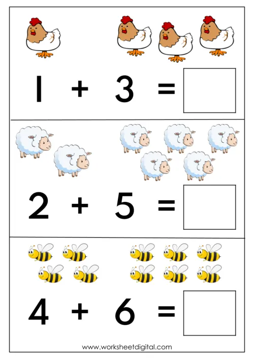 Spring Addition - Worksheet Digital