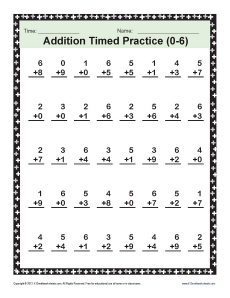 Addition Timed 0-6 | Math Worksheets
