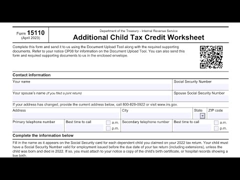 IRS Form 15110 walkthrough (Additional Child Tax Credit Worksheet ...