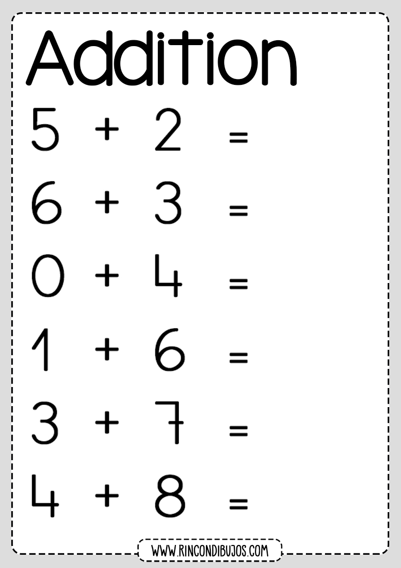 Free Additions worksheets for kids | Printable Worksheets