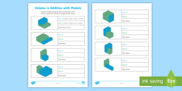 Volume is Additive With Models Activity for 3rd-5th Grade