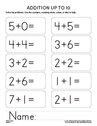 Single-Digit Addition Worksheet 6  