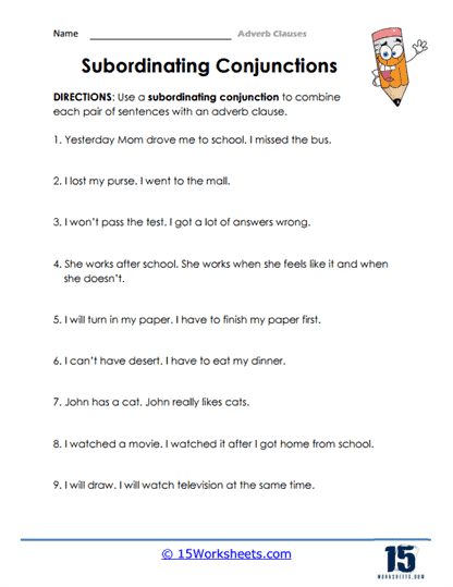 adjective and adverb clauses worksheet