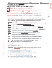 ADJECTIVE AND ADVERB PHRASES EXCERCISES 2 .docx - NAME CLASS for ...