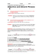 adjective and adverb phrases worksheet