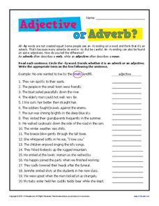 adjective and adverb worksheet with answer key