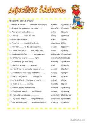 adjective and adverb worksheet