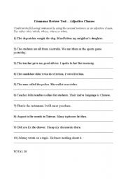 English worksheets: Adjective Clause worksheet