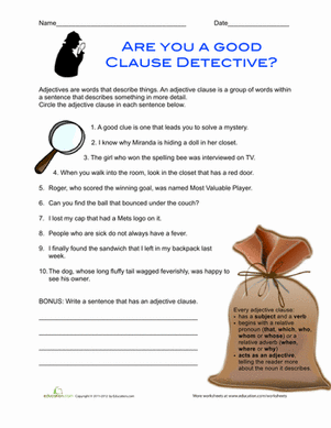 Adjective Clauses | Worksheet 