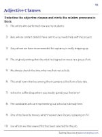 Clause Worksheets | Types of Clauses