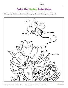 Color the Spring Adjectives Worksheet for 1st - 3rd Grade | Lesson ...
