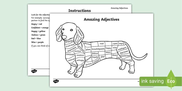 Amazing Adjectives Colouring Page (teacher made) - Twinkl