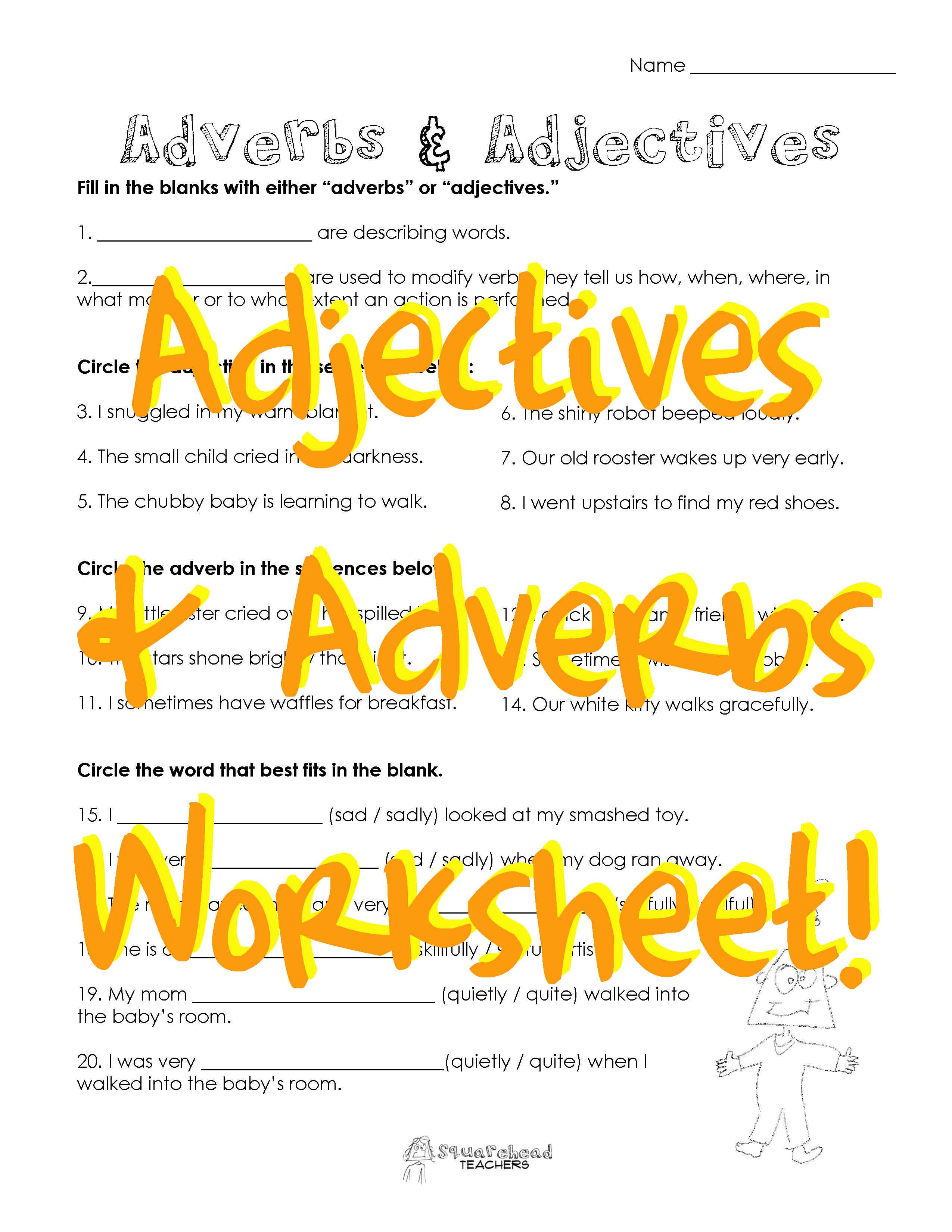 Adjectives &  Adverbs 2 (free worksheet) | Squarehead Teachers