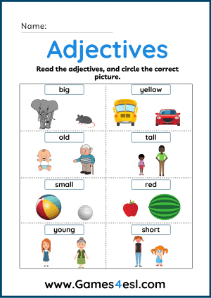 Free Adjective Worksheets | Games4esl