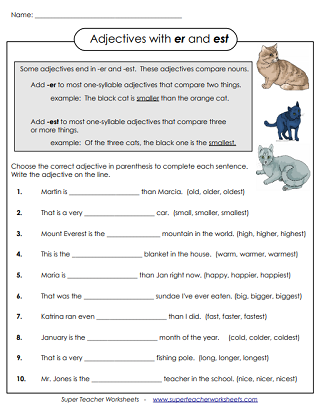 Adjectives: Printable Worksheets
