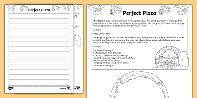 Perfect Pizza Adjective Review Activity for 6th-8th Grades