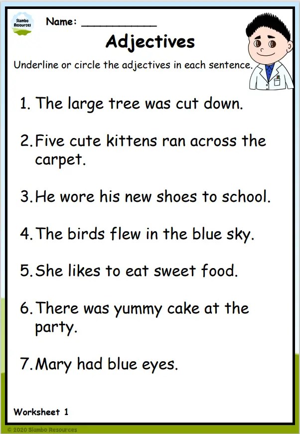 Grade 2 Adjective Worksheets | Free Printables | English Worksheets