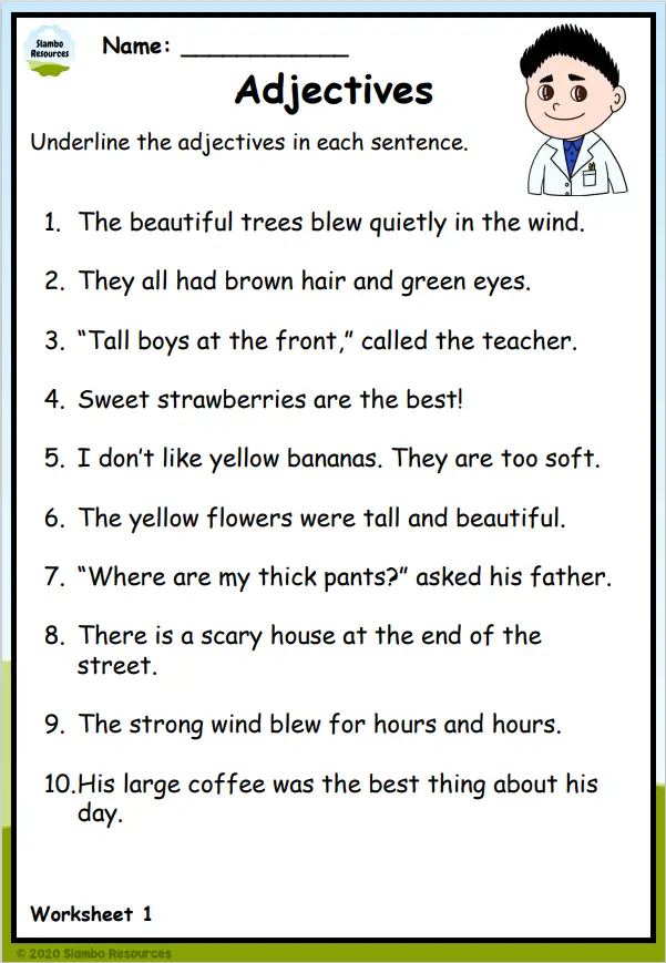 Grade 3 Adjective Worksheets | Free Printables | English Worksheets