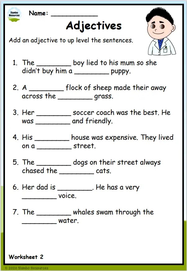 Grade 4 Adjective Worksheets | Free Printables | Worksheets