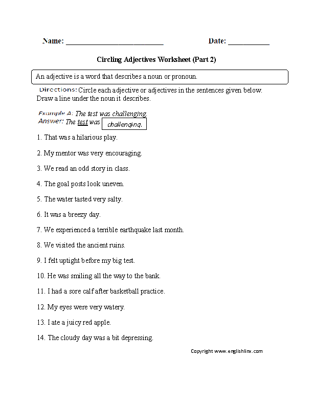 Adjectives Worksheets | Regular Adjectives Worksheets