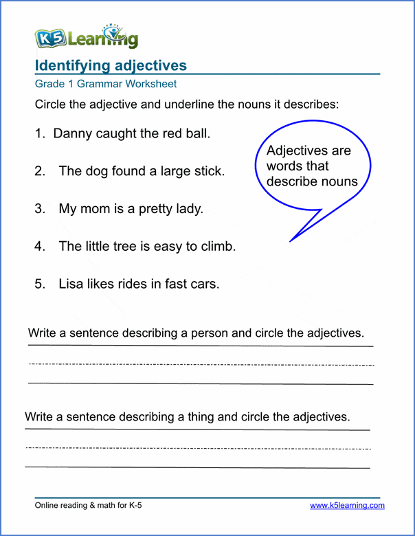 Adjective Worksheets | Worsheets library