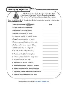 Identifying Adjectives Worksheet for 2nd - 4th Grade | Lesson Planet