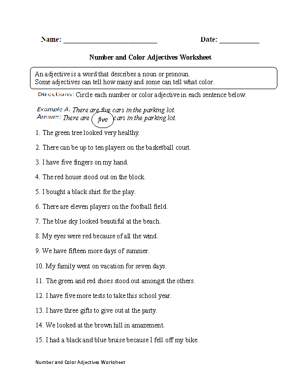 Adjectives Worksheets | Regular Adjectives Worksheets