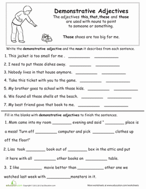 Demonstrative Adjectives | Worksheet 