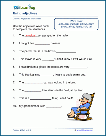 Using adjectives worksheets for grade 2 | Worsheets library