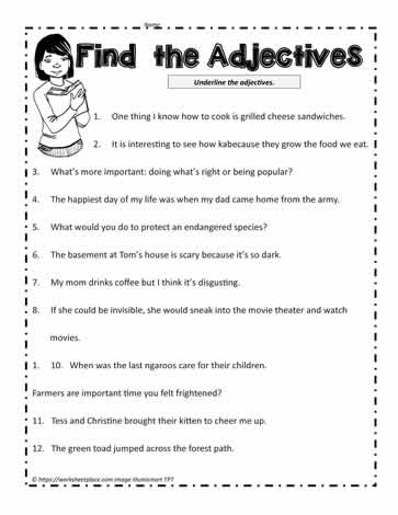 adjective worksheet for 5th grade