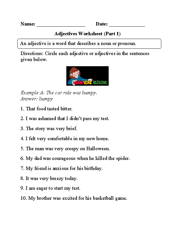 Adjectives Worksheets | Regular Adjectives Worksheets