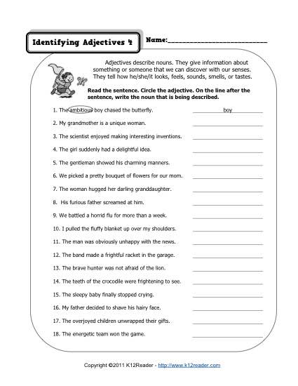 Identifying Adjectives 4 | 3rd Grade Adjective Worksheets